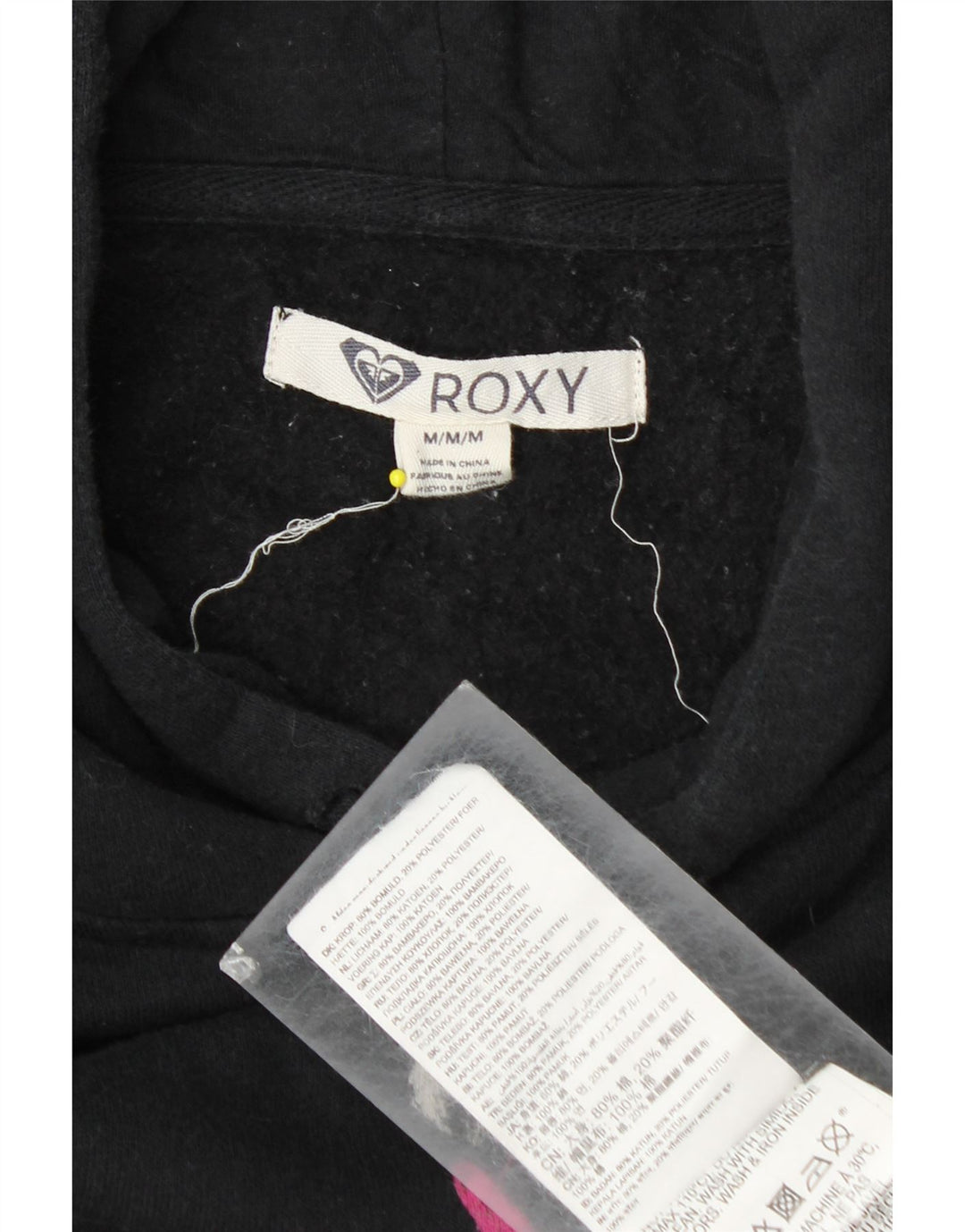 Roxy feminino gráfico moletom com capuz Reino Unido 14 médio algodão preto