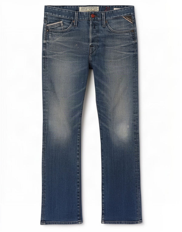 Replay Mens Waitom Straight Jeans W31 L30 Azul Algodão
