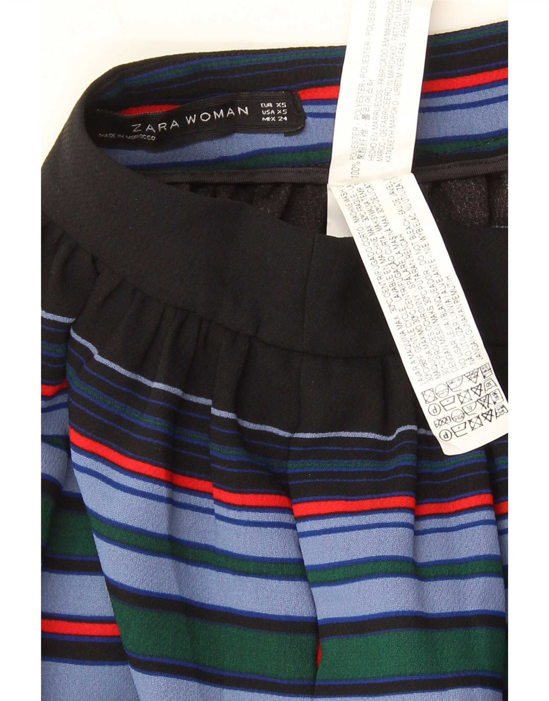 Saia feminina Zara A-Line XS W24 poliéster listrado multicolorido