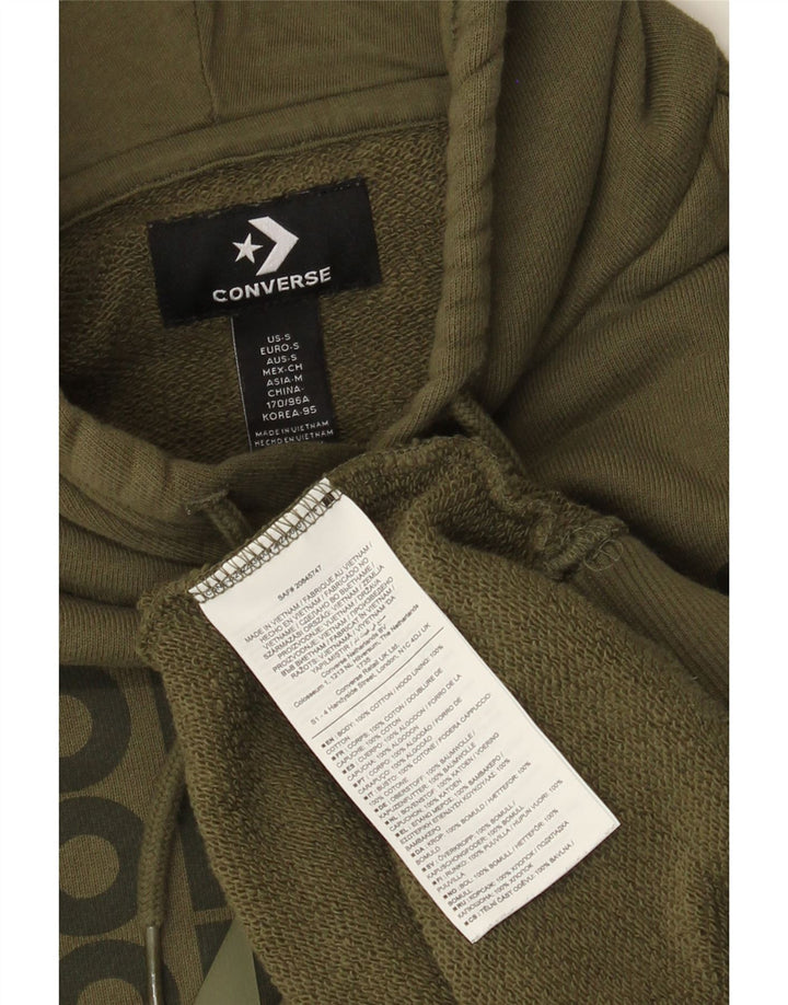 Converse masculino gráfico moletom com capuz pequeno algodão cáqui