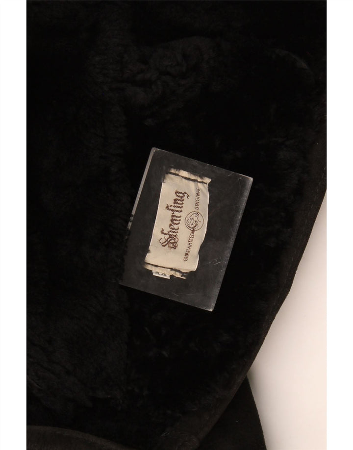 Jaqueta feminina vintage de shearling de grandes dimensões IT 44 Shearling preto médio