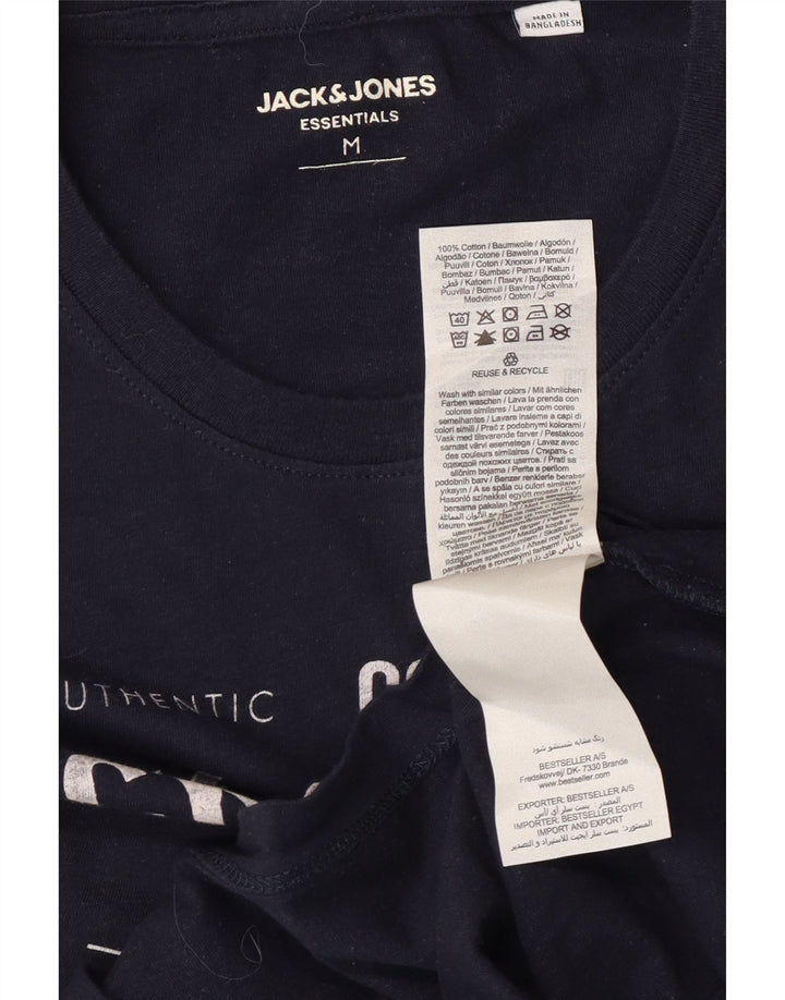 Camiseta gráfica masculina Jack & Jones Top médio algodão azul marinho