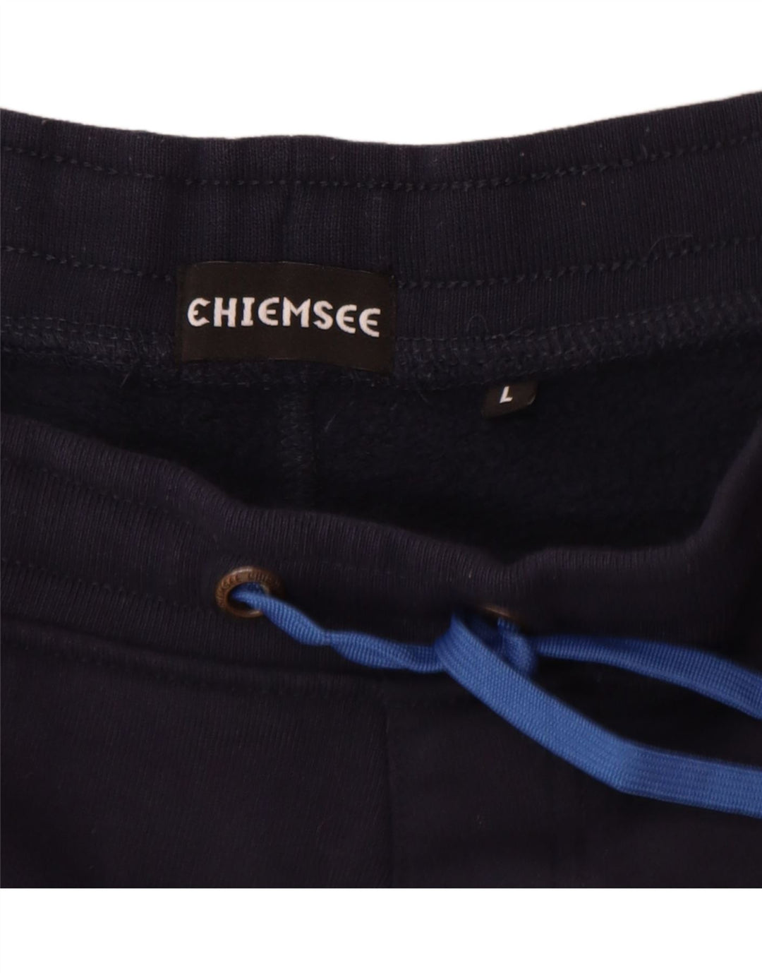Chiemsee Shorts esportivos masculinos gráficos grandes de algodão azul marinho
