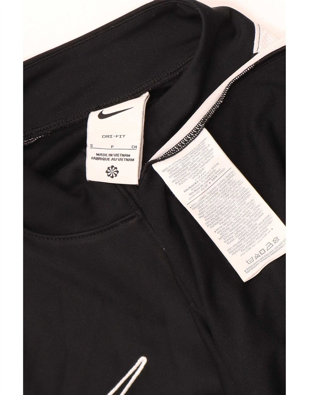 Nike Mens Dri Fit Zip Neck Top Manga Longa Pequeno Colorblock Preto