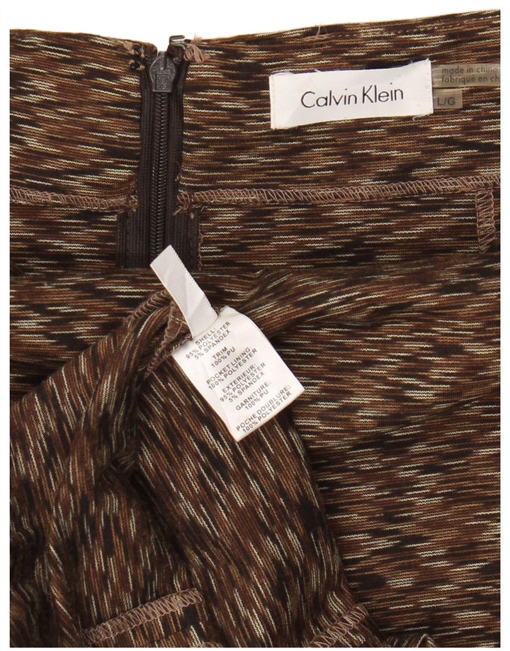 Saia lápis feminina CALVIN KLEIN grande W32 poliéster manchado marrom