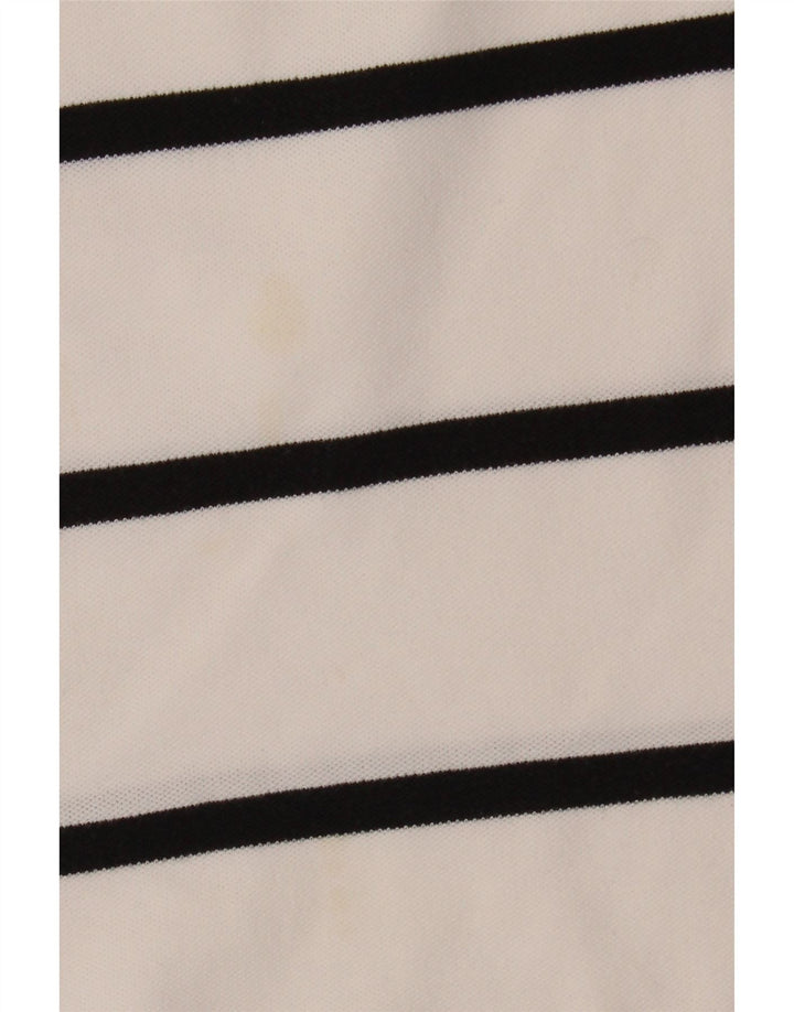 Camisa polo feminina de rugby RALPH LAUREN Reino Unido 12 algodão listrado branco médio