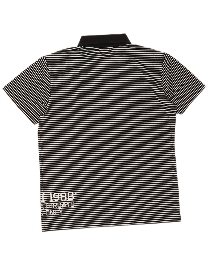 Camisa polo masculina gráfica Gaudi de algodão listrado preto médio