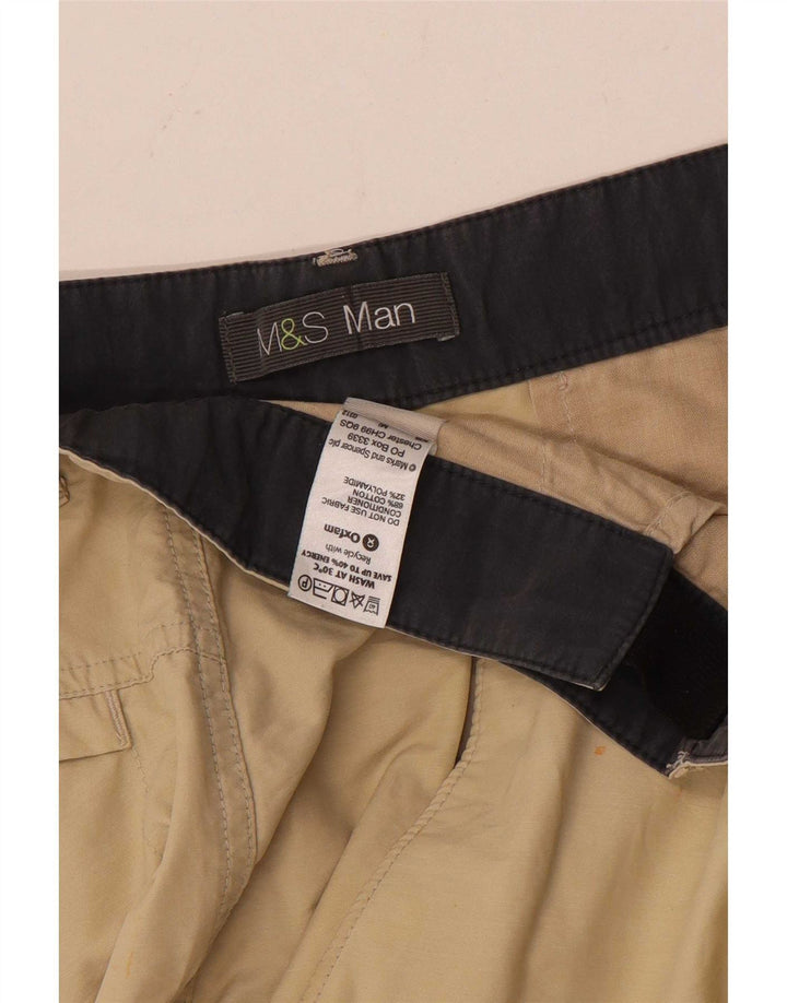 Shorts cargo masculino Marks & Spencer W34 grande algodão bege