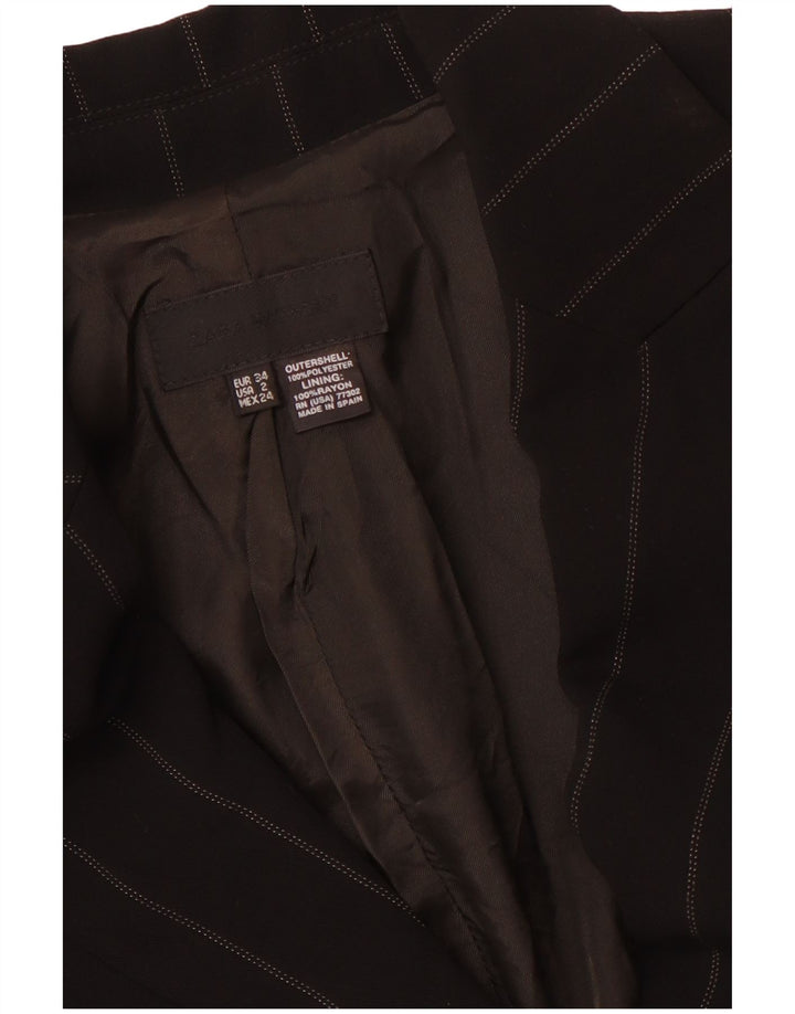 Jaqueta blazer feminina ZARA com 1 botão EU 34 2XS poliéster listrado preto