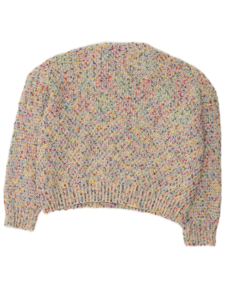 Suéter feminino Dazy com gola redonda e gola redonda Reino Unido 14 médio multicolorido