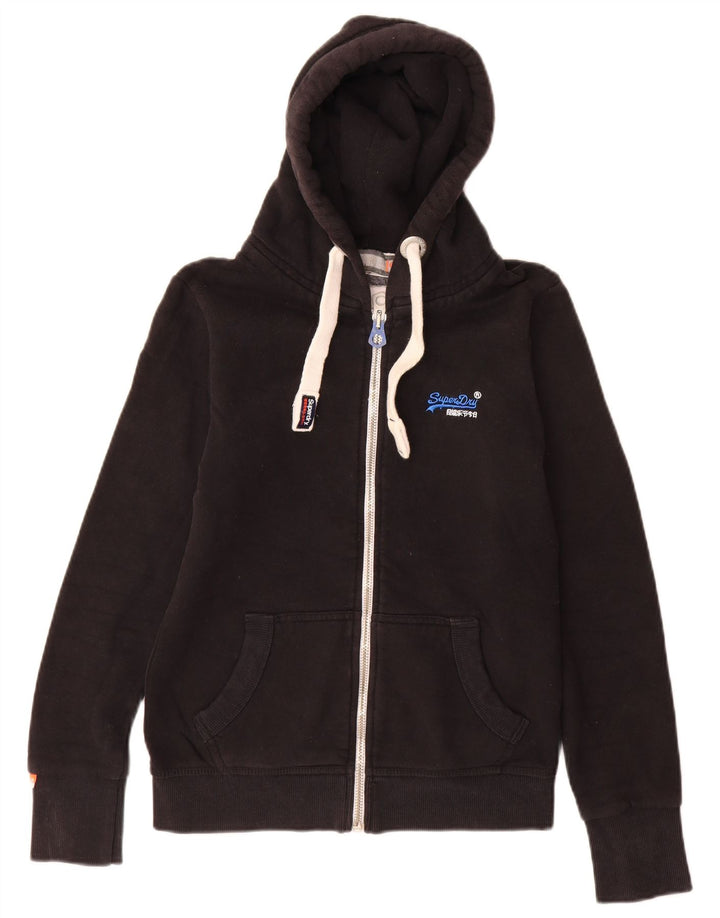 Suéter masculino Superdry com capuz e zíper pequeno algodão preto