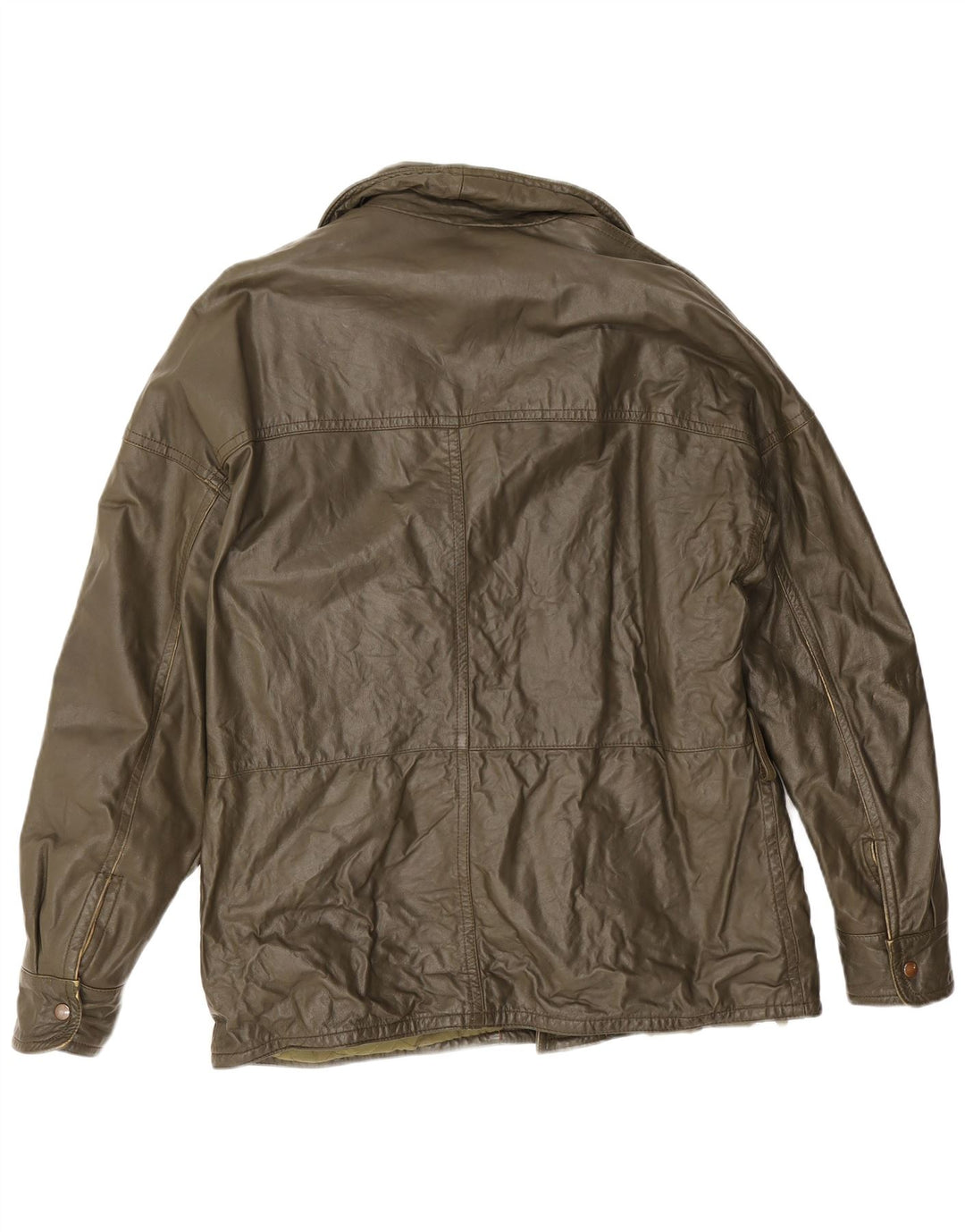 Jaqueta de couro masculina vintage IT 50 grande couro cáqui