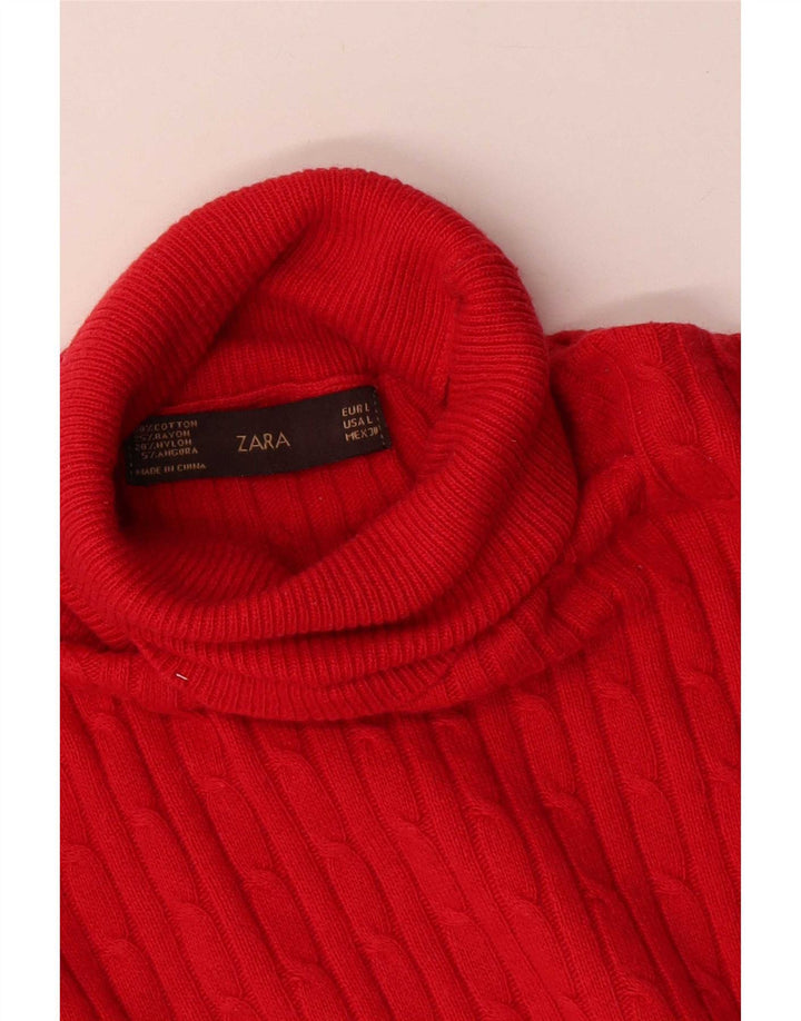 Zara Suéter feminino com gola redonda e gola redonda, Reino Unido 14, grande, vermelho