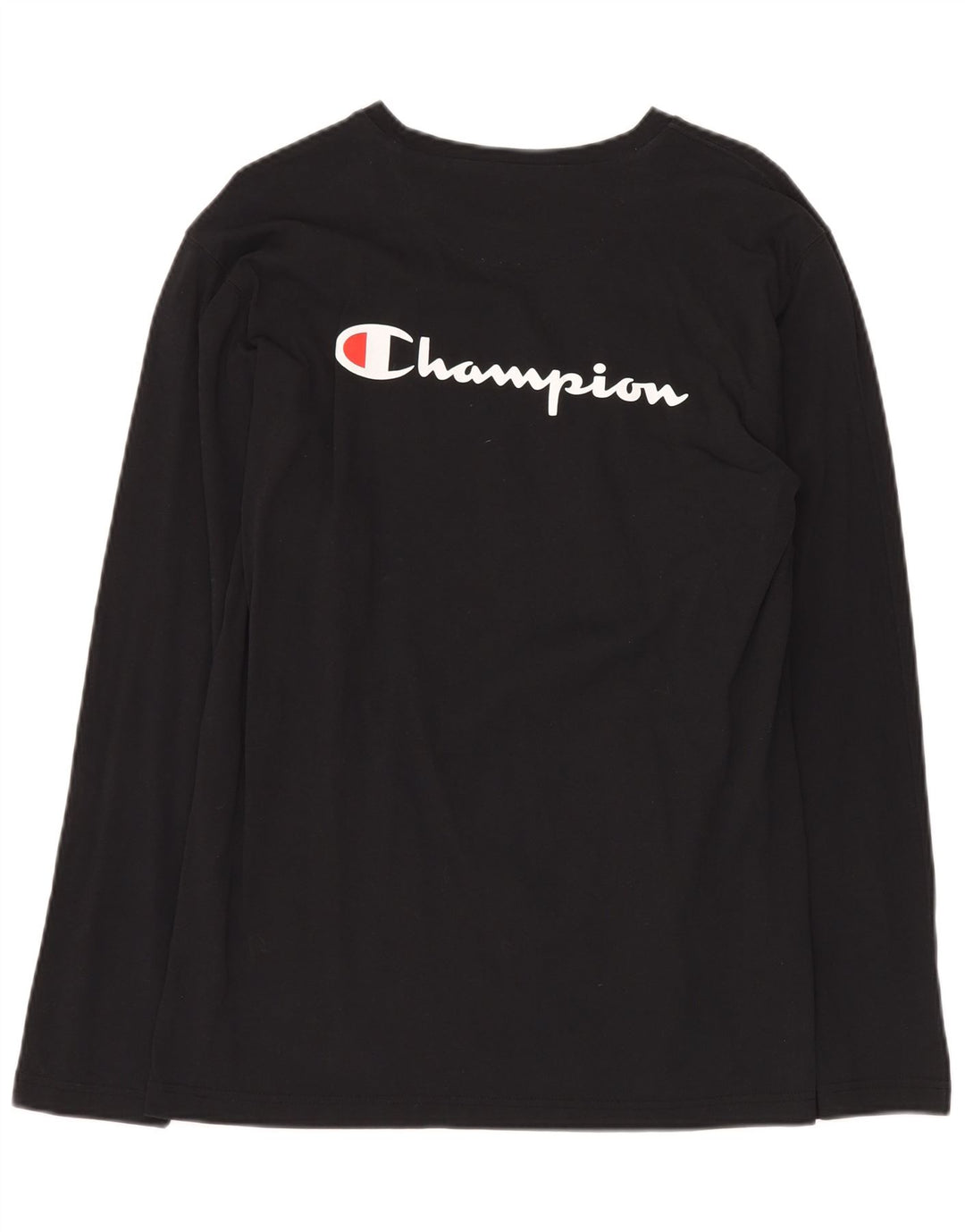 CHAMPION Top gráfico masculino manga comprida grande algodão preto