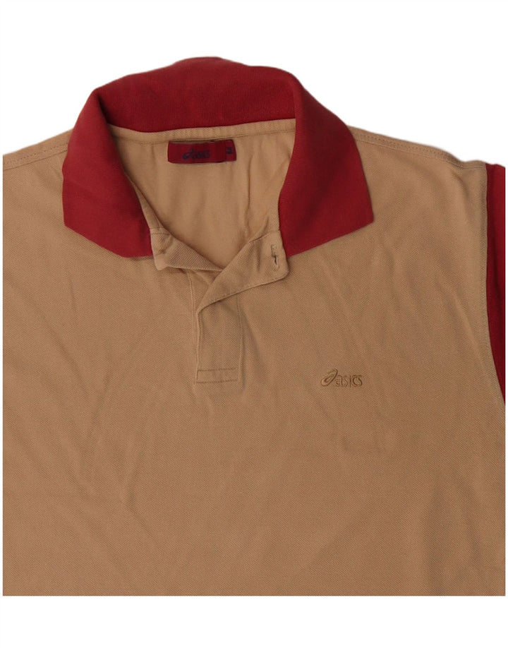 Camisa polo masculina ASICS Rugby médio bege algodão colorblock