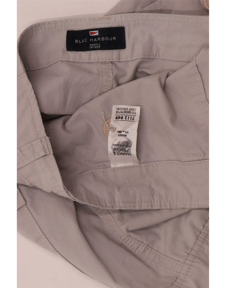 Shorts cargo masculino Marks & Spencer Blue Harbor W36 grande algodão cinza