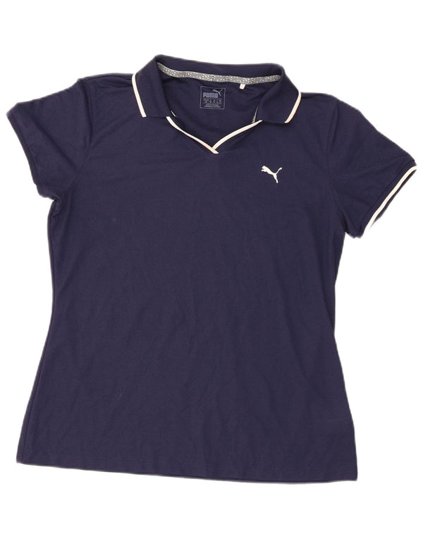 Camisa polo feminina Puma UK 14 grande poliéster azul marinho