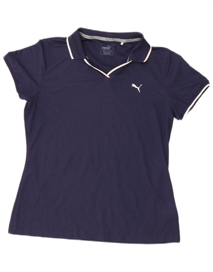 Camisa polo feminina Puma UK 14 grande poliéster azul marinho