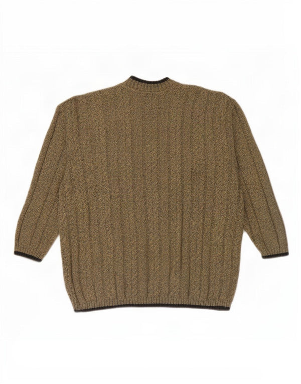 Suéter vintage masculino com gola tartaruga pequeno poliacrílico bege