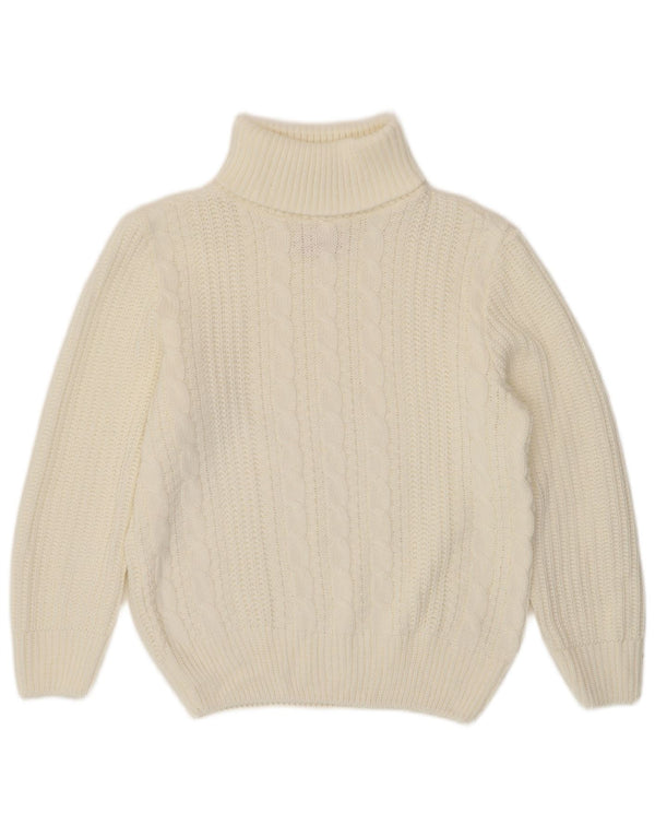 Suéter feminino vintage com gola redonda, viscose branca grande Reino Unido 14