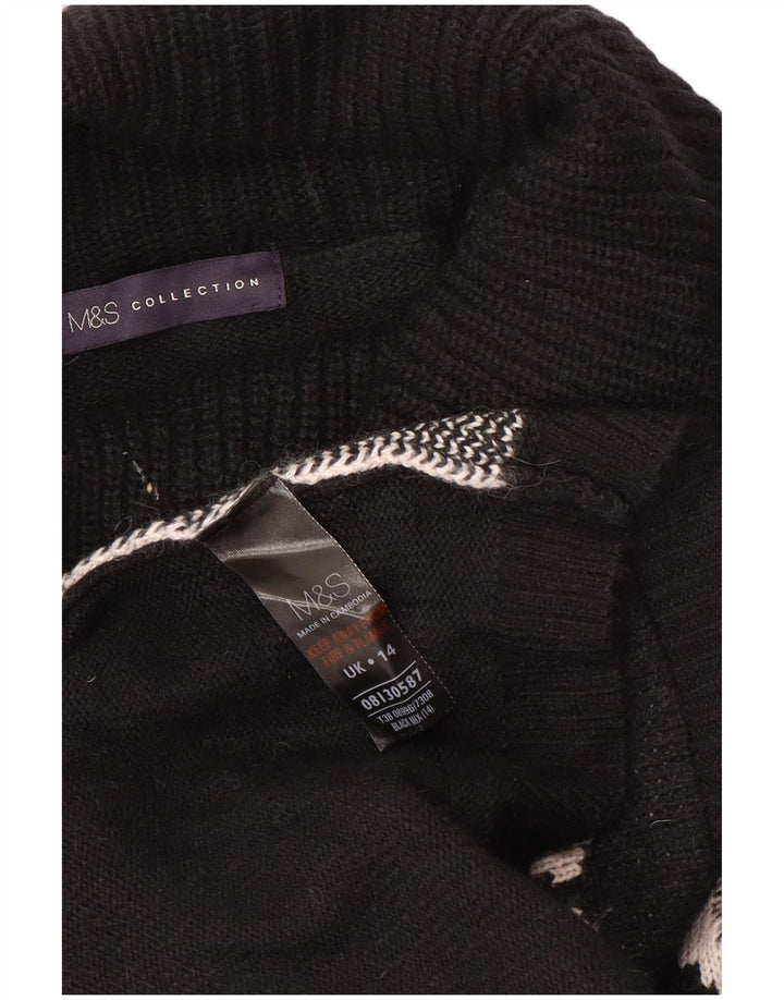 Suéter feminino Marks & Spencer com gola redonda Reino Unido 14 médio preto floral
