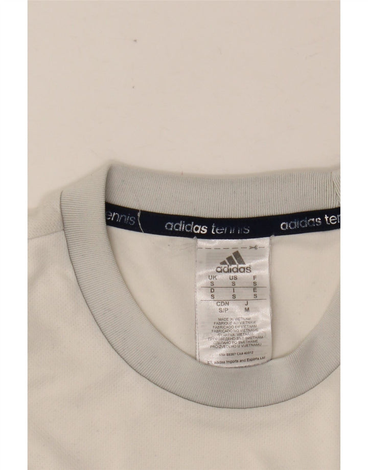 ADIDAS Mens Tennis Camiseta Top Pequeno Branco Colourblock Poliéster