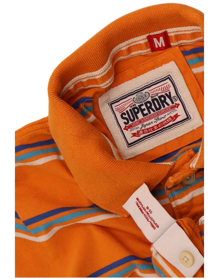 Superdry Mens Graphic Polo Shirt Médio Laranja Listrado Algodão