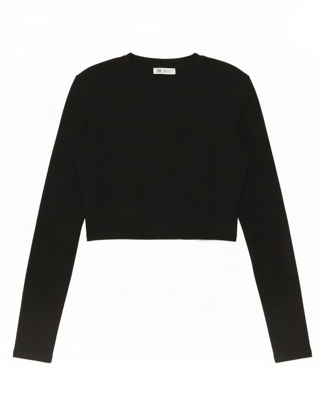 Zara Womens Crop Top Manga Longa Reino Unido 12 Médio Preto