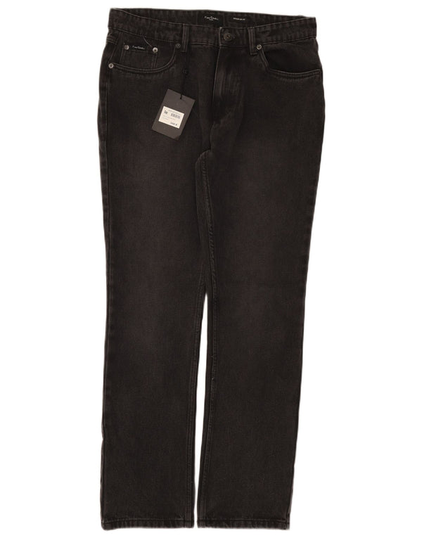 Pierre Cardin Mens Regular Fit Straight Jeans W34 L31 Algodão Preto