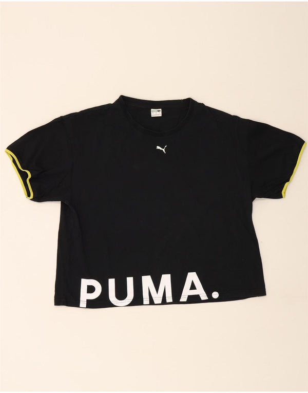 Camiseta feminina Puma Crop Graphic Top UK 16 grande algodão preto