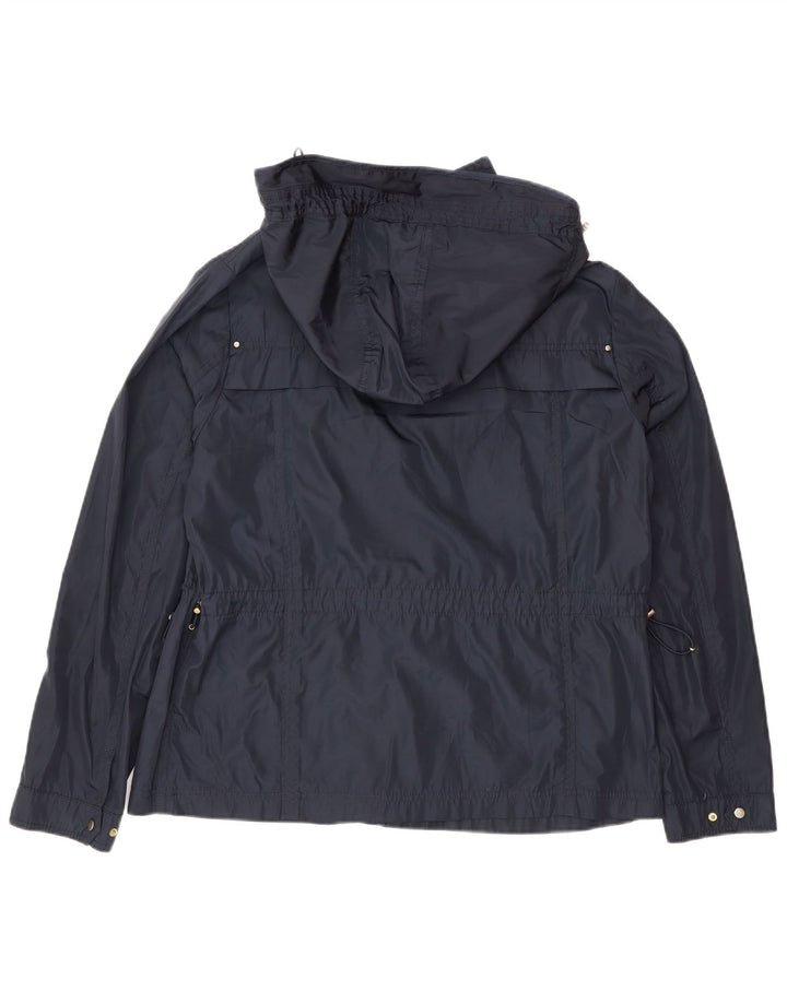 Jaqueta utilitária com capuz feminino Zara UK 18 XL azul marinho poliéster