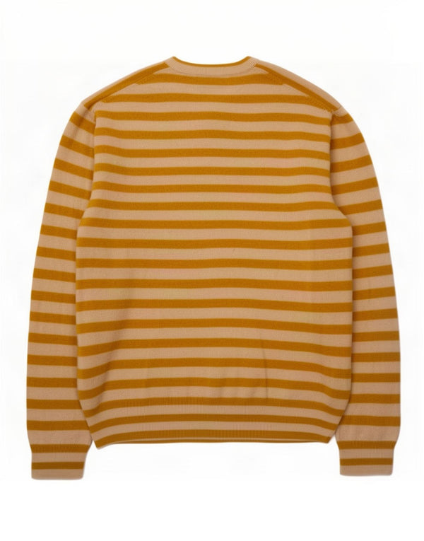 Zara Suéter feminino com gola redonda e gola redonda, poliamida listrada amarela média, Reino Unido 14