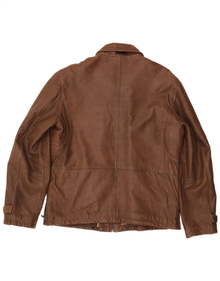 Jaqueta de couro masculina MILESTONE Reino Unido 40 grande couro marrom