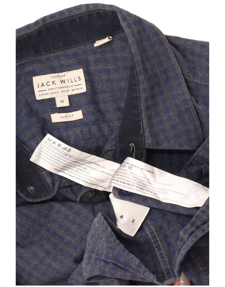 Camisa masculina slim fit Jack Wills algodão guingão azul médio