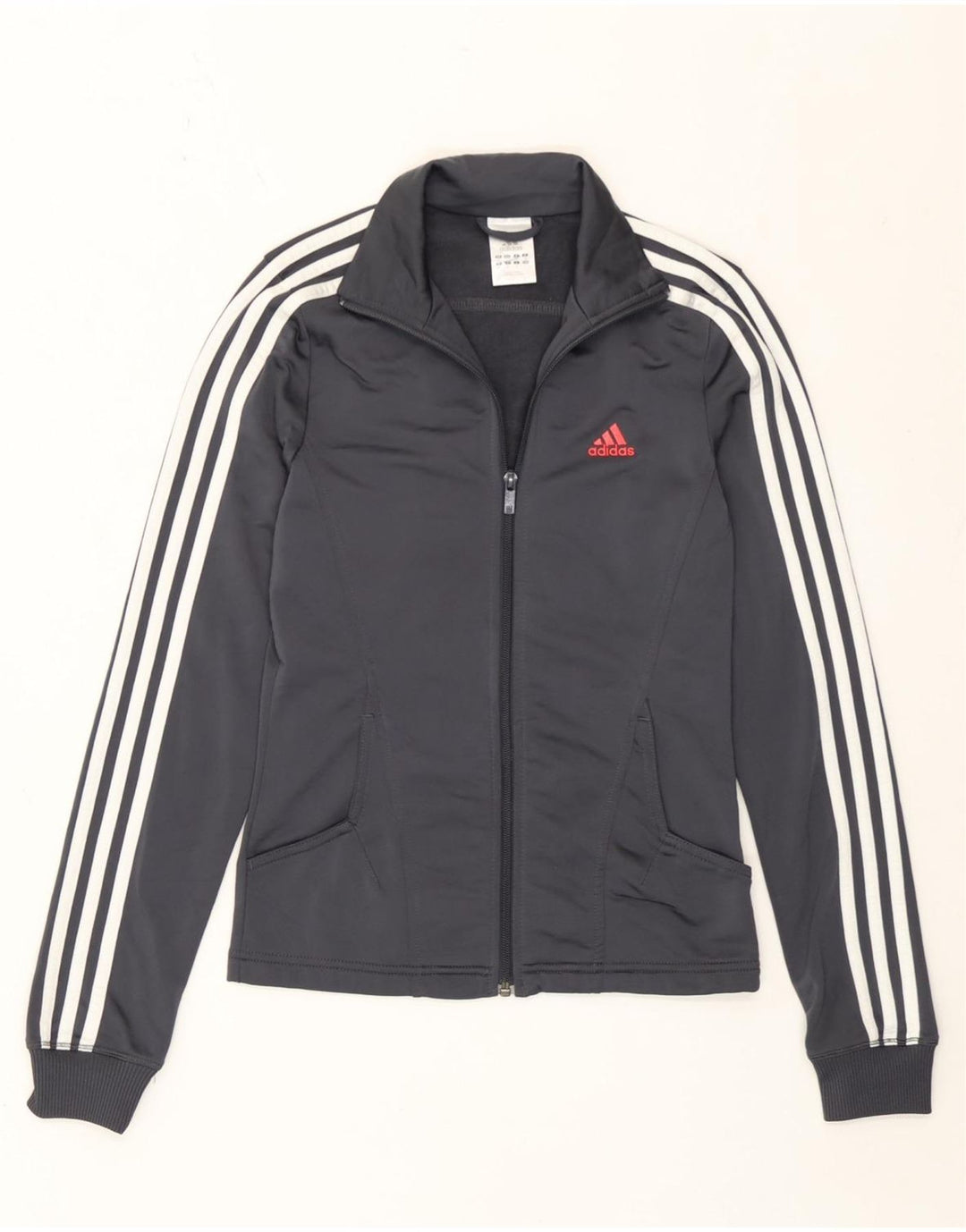 Adidas Womens Regular Fit Tracksuit Top Jacket UK 8 Pequeno Cinza Poliéster