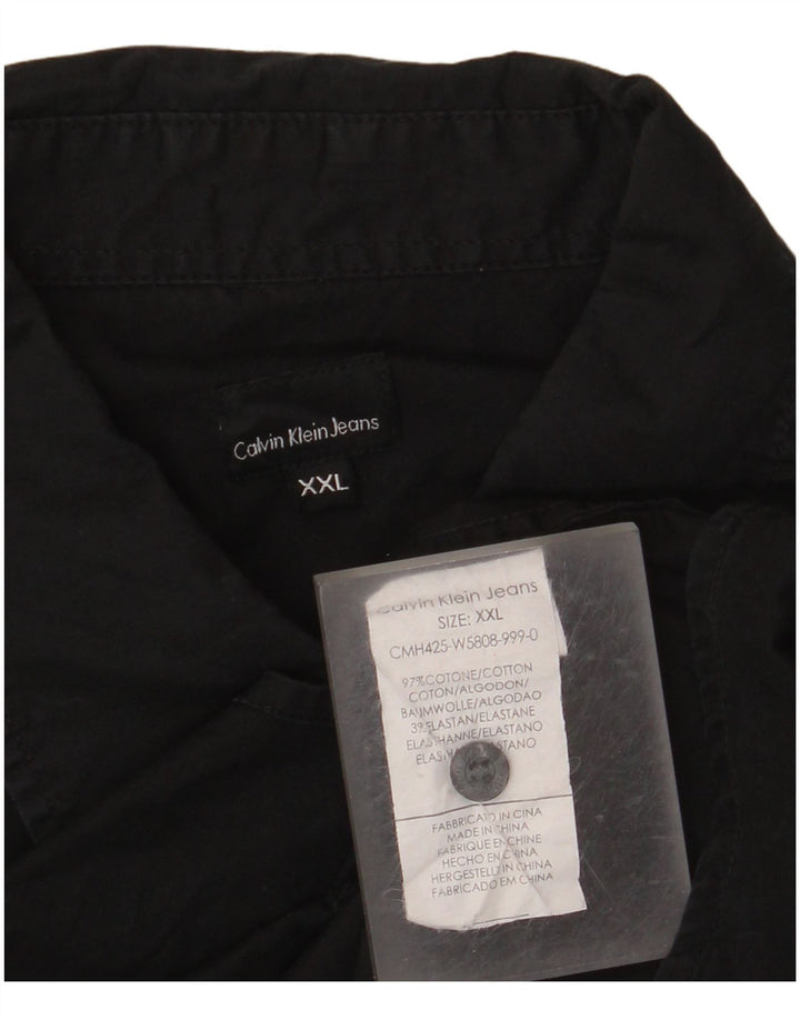 CALVIN KLEIN JEANS Camisa masculina de manga curta 2XL algodão preto