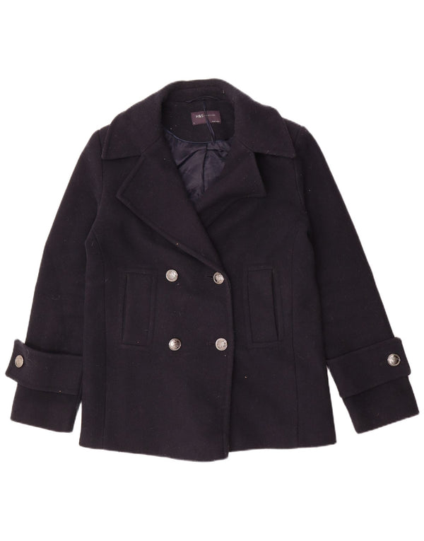 Casaco feminino oversized Pea da Marks & Spencer Reino Unido 8 pequeno poliéster azul marinho