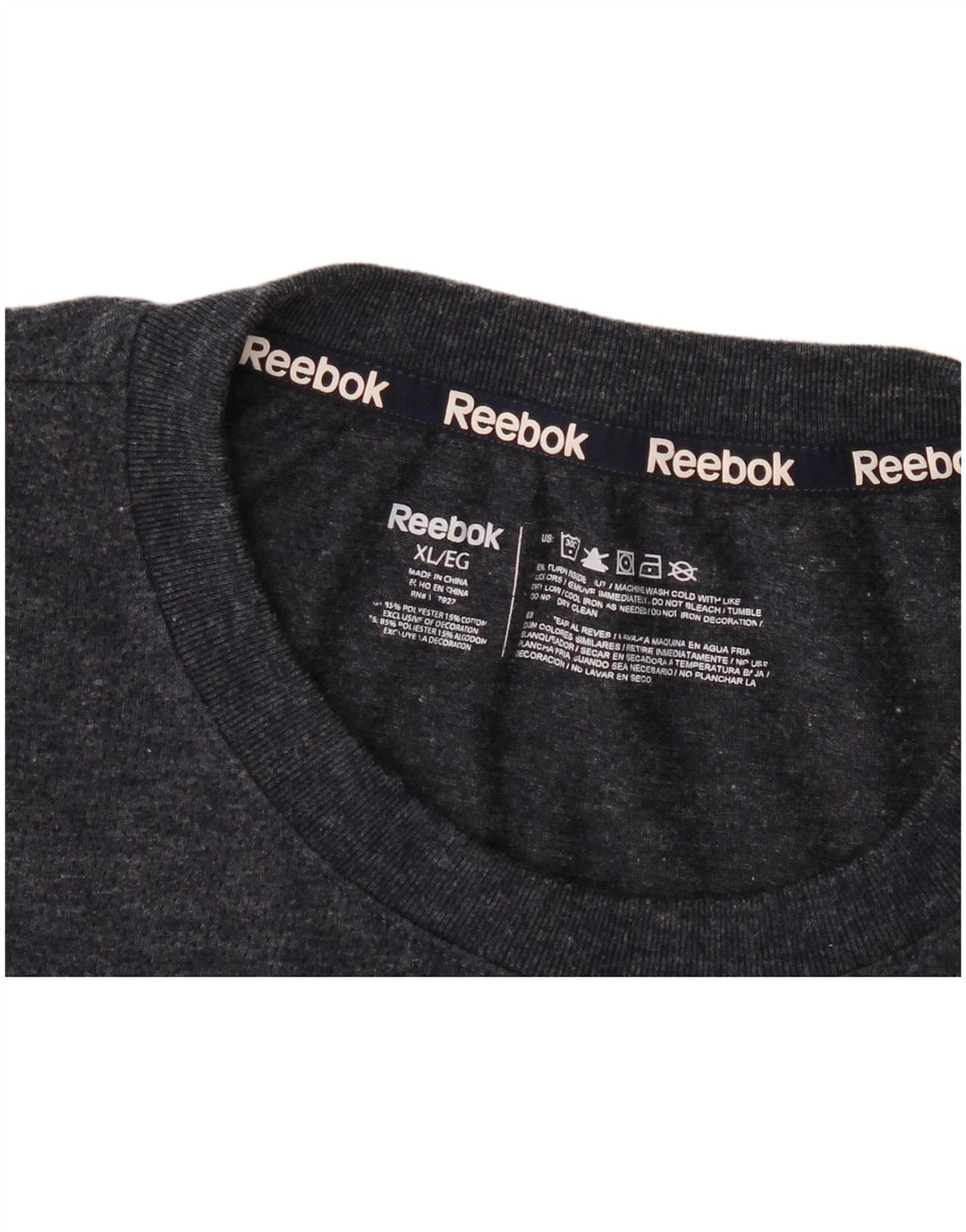 Camiseta masculina Reebok Top XL cinza manchado de poliéster