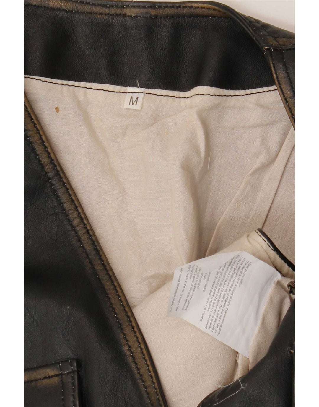 Colete utilitário de couro masculino vintage UK 38 médio preto
