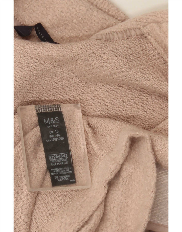 Suéter cardigã feminino Longline Marks & Spencer Reino Unido 16 grande poliéster rosa