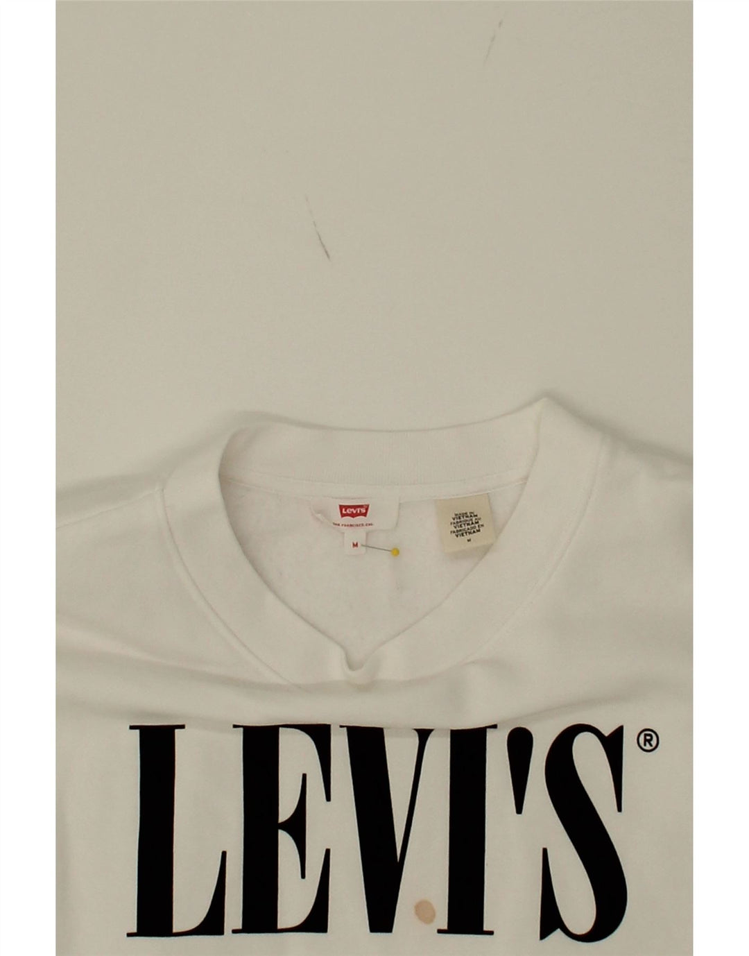 LEVI'S Womens Oversized Crop Graphic Sweatshirt Jumper UK 14 Medium White Vintage Levi's and Second-Hand Levi's from Messina Hembry 
