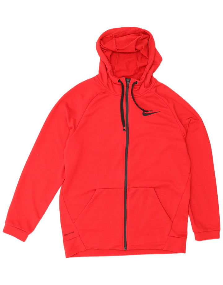 Suéter Nike masculino Dri Fit Zip com capuz médio poliéster vermelho