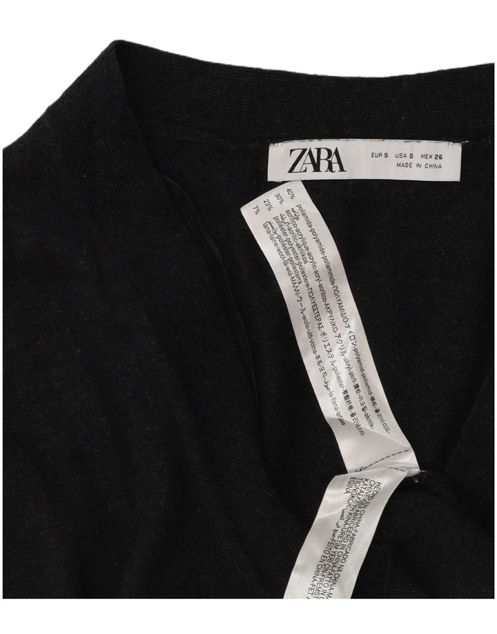 Suéter cardigã oversized Zara feminino com palangre Reino Unido 10 poliéster cinza pequeno