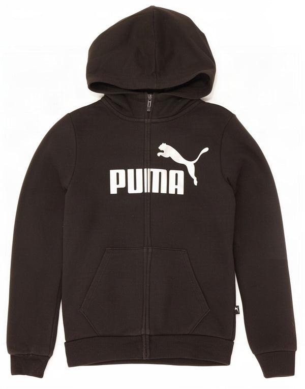 Suéter Puma feminino com capuz e zíper gráfico 11-12 anos algodão preto