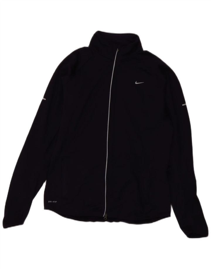 NIKE Womens Dri Fit Tracksuit Top Jacket UK 14 Grande Roxo Poliéster