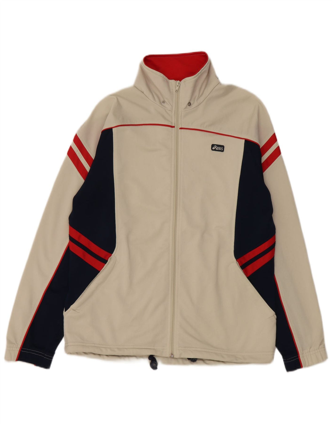 Asics Mens Tracksuit Top Jacket Médio Bege Colourblock Poliéster