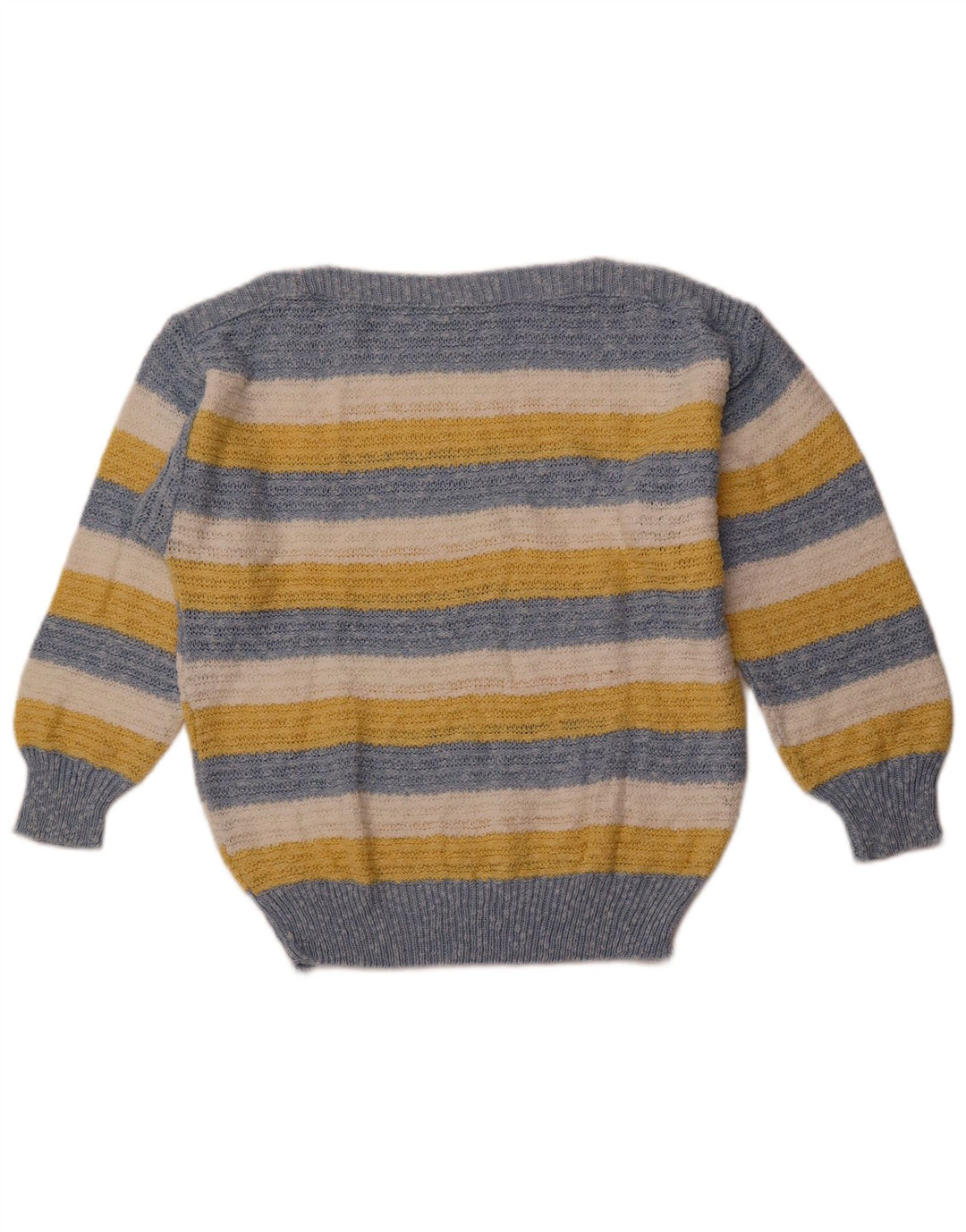 Suéter feminino VINTAGE com gola canoa IT 42 algodão listrado azul médio