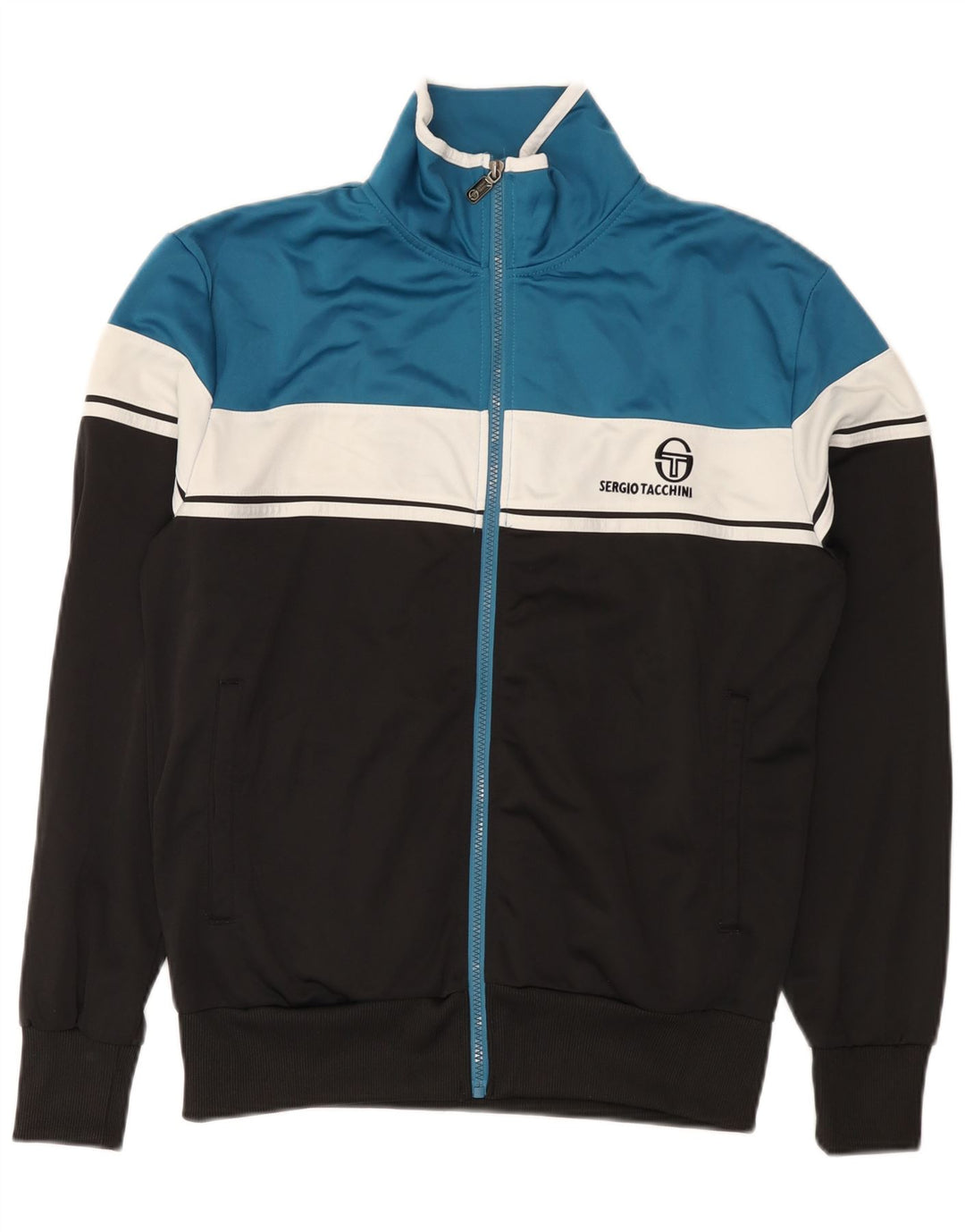 Sergio Tacchini Jaqueta masculina de agasalho médio preto colorblock
