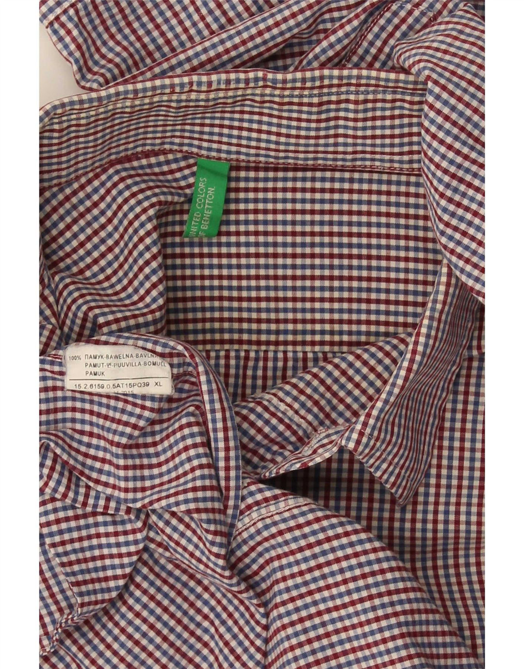 Camisa masculina Benetton XL algodão xadrez multicolorido
