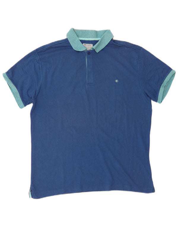 Camisa polo masculina de rugby CHAMPION algodão azul médio